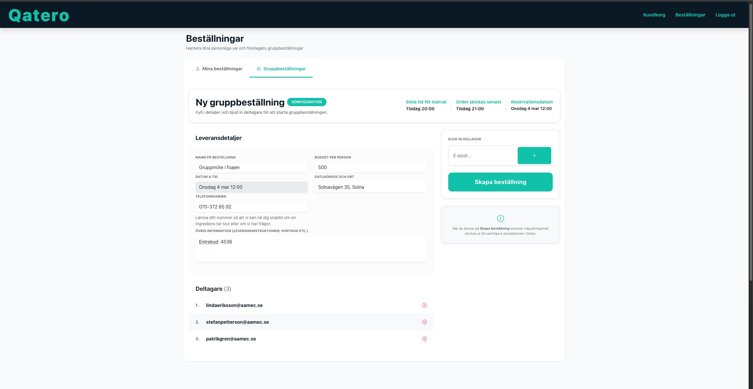 Skapa Gruppbeställning